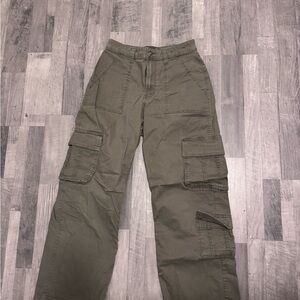 Hollister Olive Utility Wide Leg Cargo Jeans